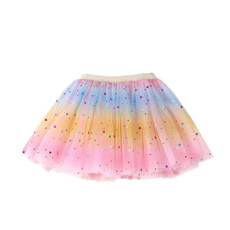 11011-Rainbow Starry Tulle Skirt