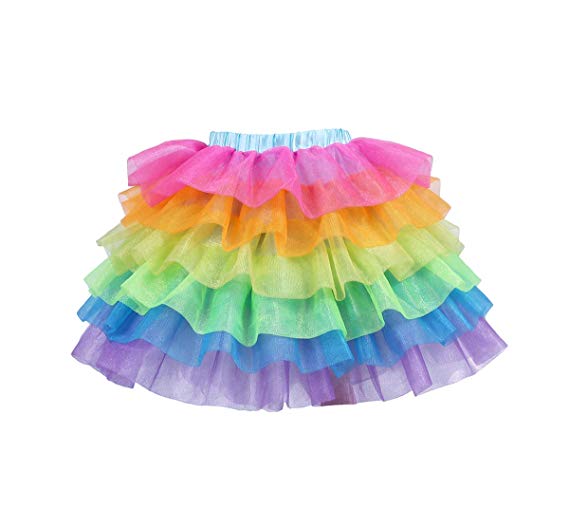 11020-Rainbow Layered Tulle Skirt