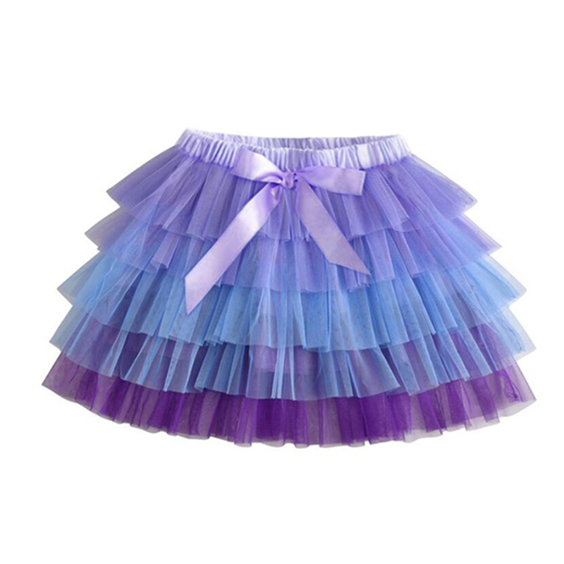 11023-Layered Ombre Purple Tulle Skirt with Satin Bow