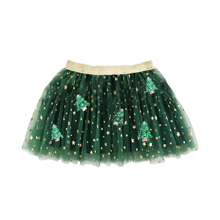 12410-Christmas Tree Glitter Tutu Skirt