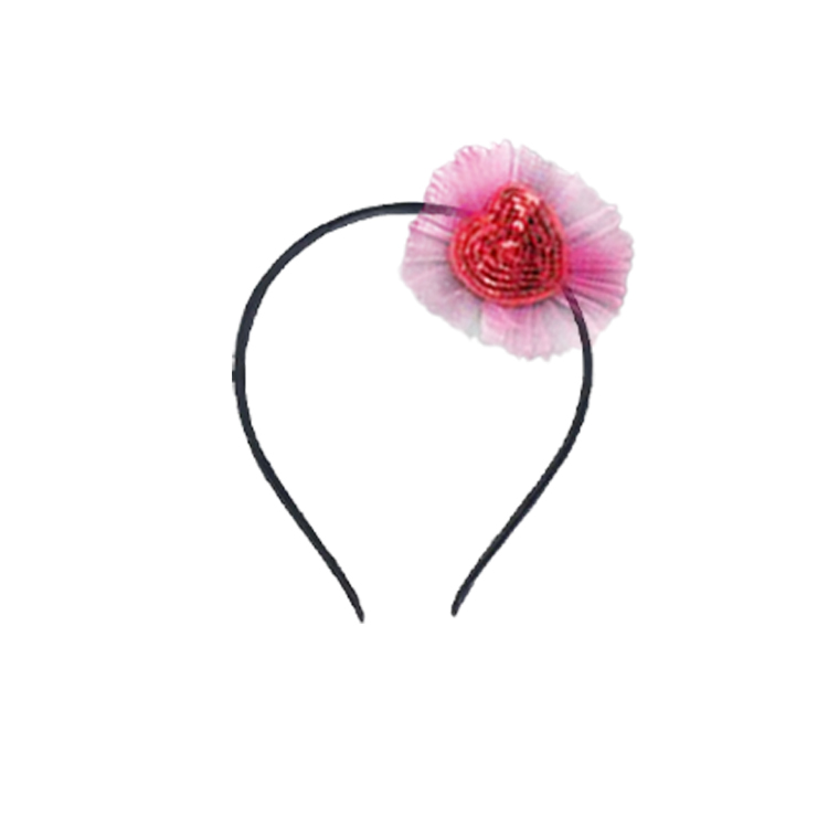 21017-Sequin Heart & Tulle Puff Headband