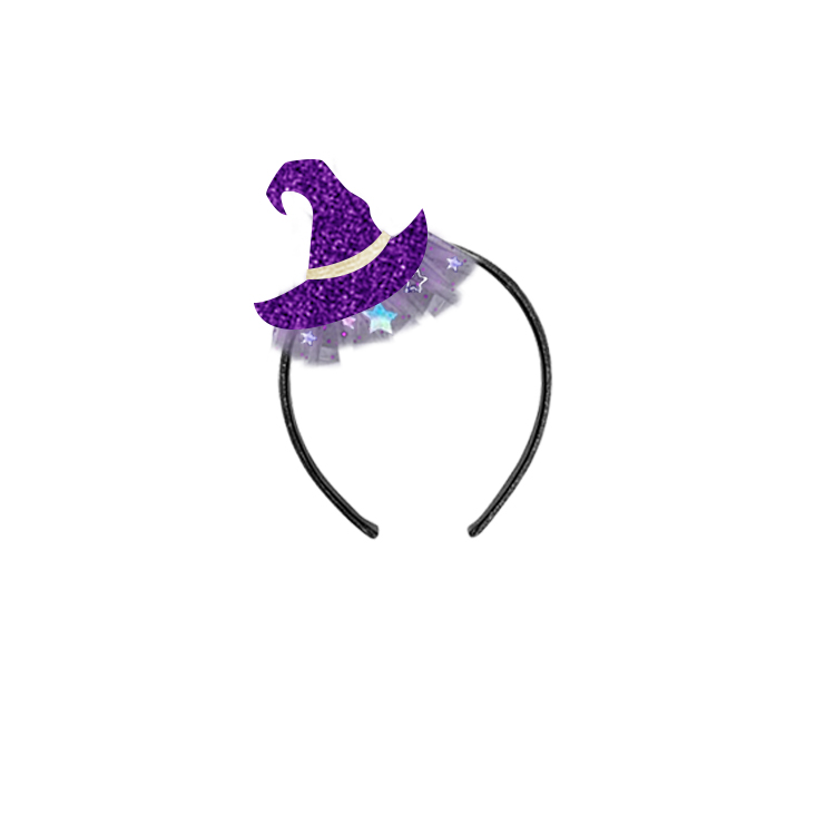 21020-Purple Glitter Witch Hat Headband