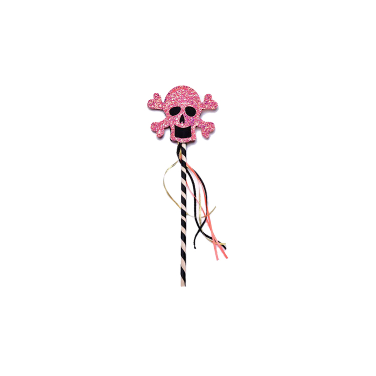 61015-Pink Glitter Skull Wand – Pirate Princess Style