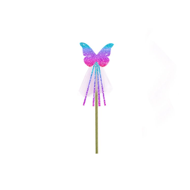 61019-Glitter Butterfly Fairy Wand with Ribbons