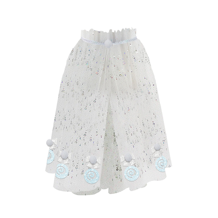 41010-White Sequin Tulle Skirt with Lollipop Ornaments