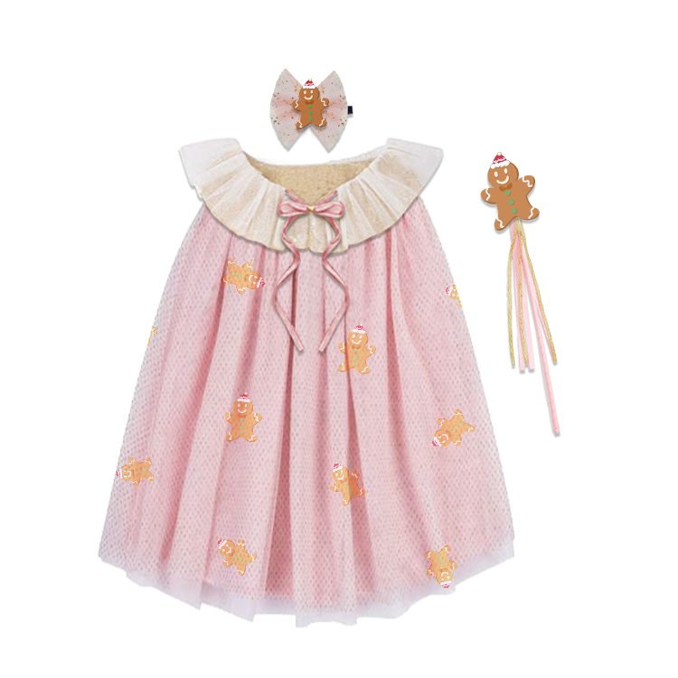 52007-Christmas - Themed Pink Tulle Dress - Up Set