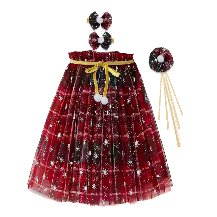 52008-Festive Starry Tulle Skirt Set for Girls