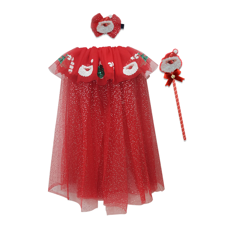 52009-Christmas Santa Tulle Dress - Up Set for Girls