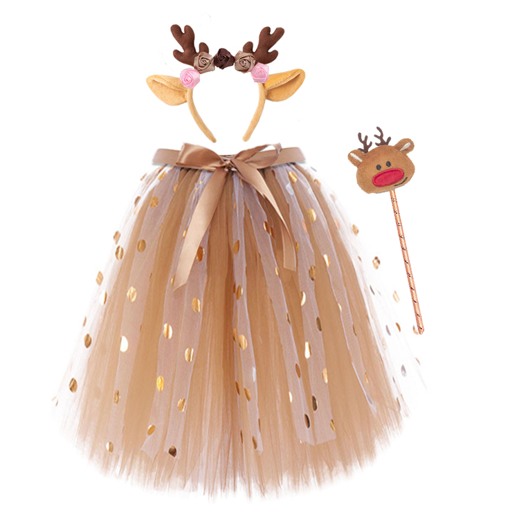 52012-Adorable Reindeer Tulle Dress - Up Set for Girls