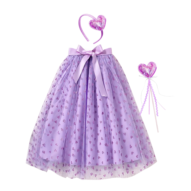 52016-Enchanted Purple Heart Tulle Dress - Up Set for Girls