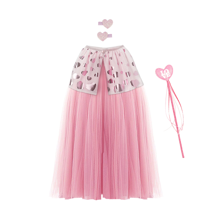 52017-Sweetheart Pink Tulle Dress - Up Set for Girls