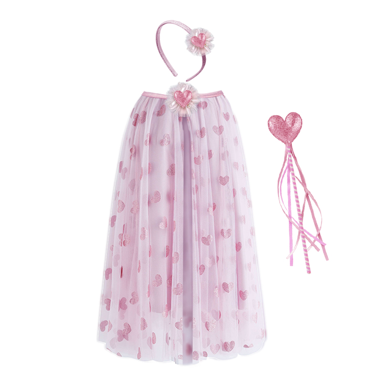 52018-Pink Heart Fairy Tulle Dress - Up Set for Girls