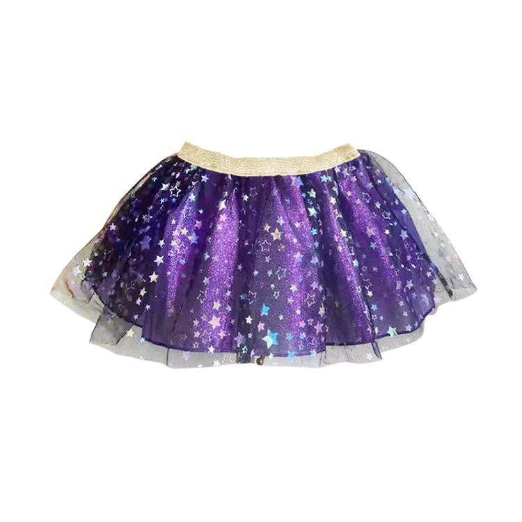 11048-Sparkling Star - Print Purple Tulle Skirt