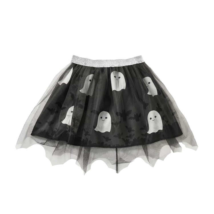 11050-Spooky Ghost - Print Tulle Skirt for Girls