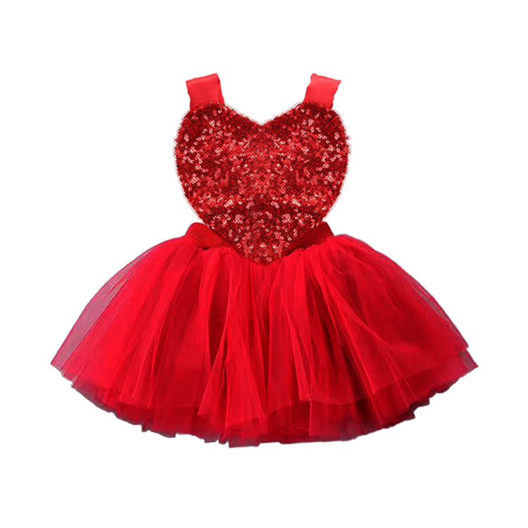 12018-Red Sequin Heart - Bodice Tulle Dress
