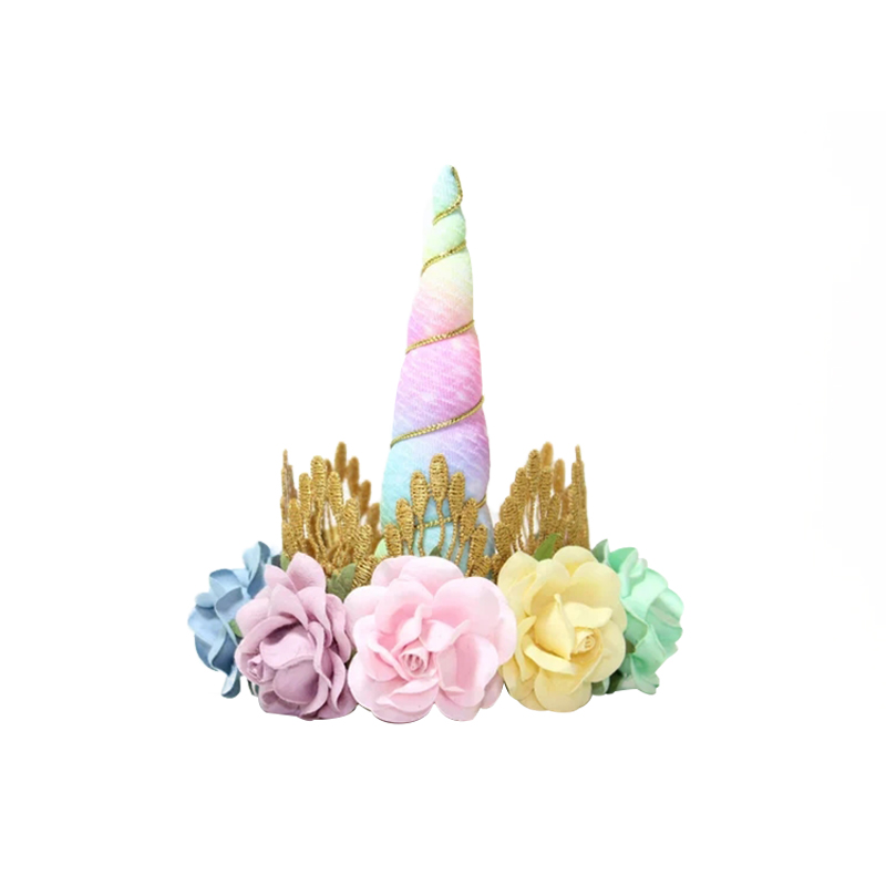 81001-Unicorn Horn Headband with Floral Crown