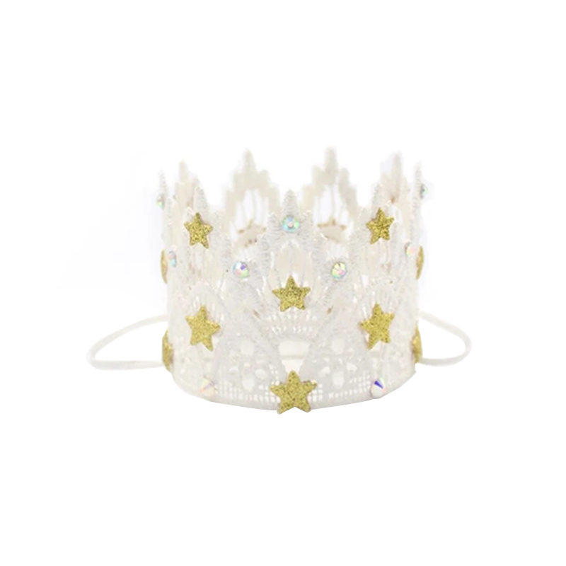 81005-Star - Adorned White Lace Crown