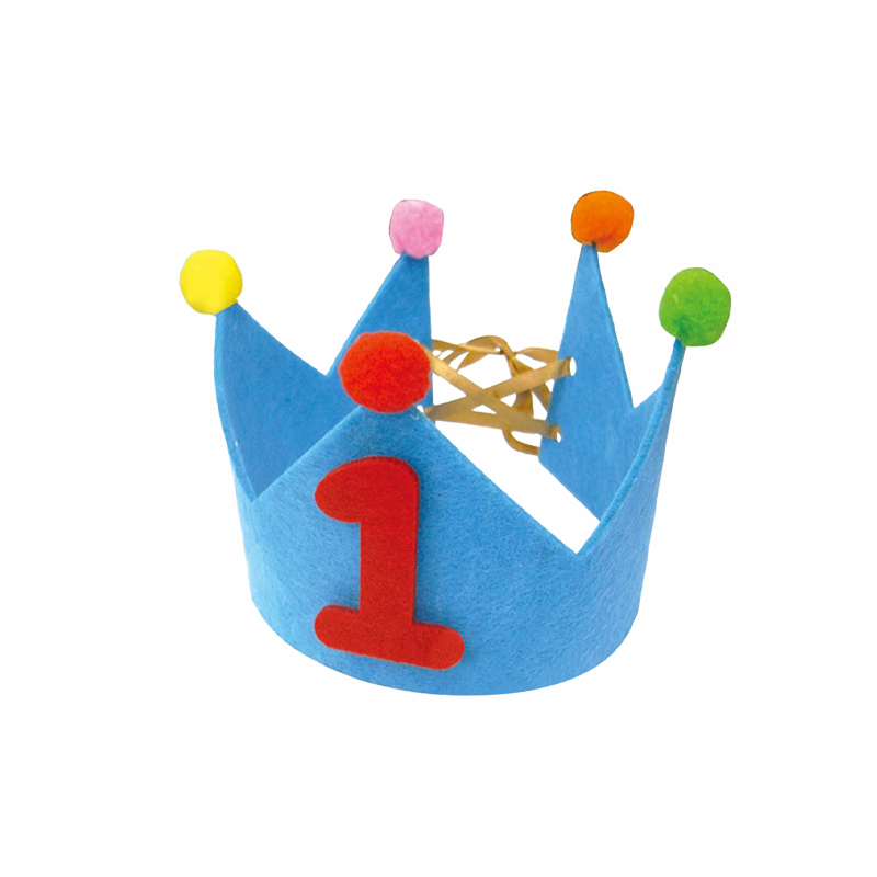 81008-Blue Felt Birthday Crown with Number