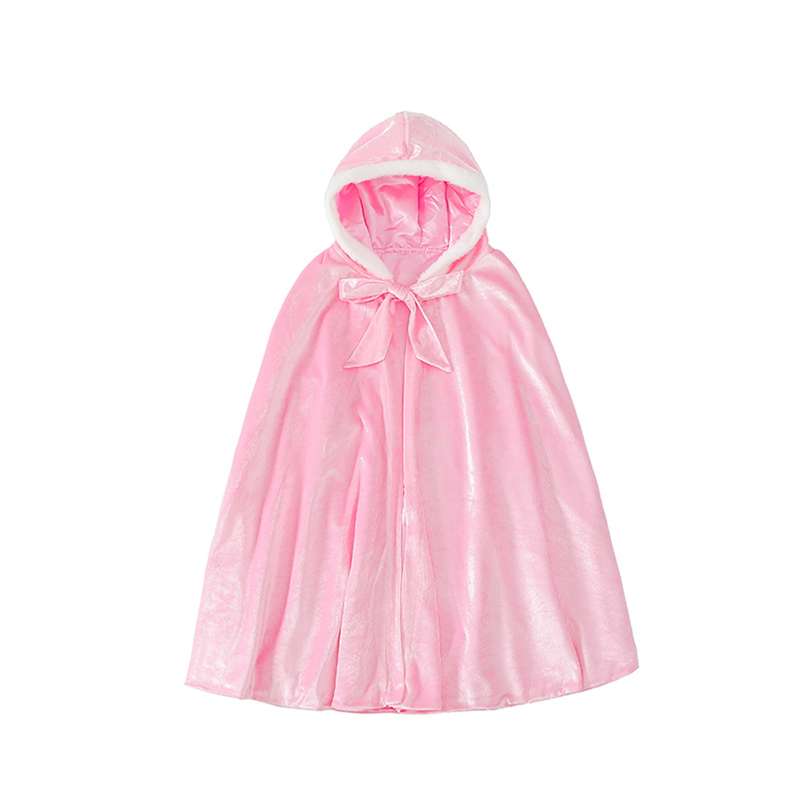 42018-Pink Velvet Kids Cape with Hood