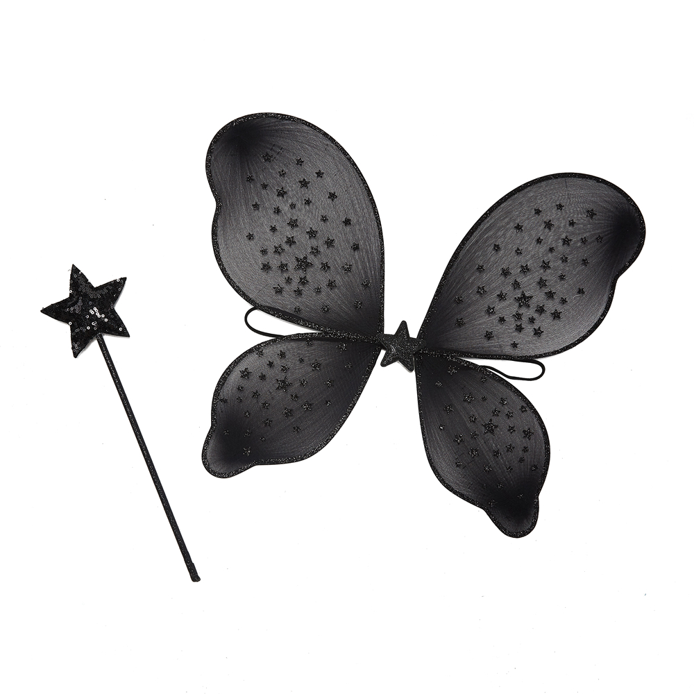 63006-Black Star - Embellished Fairy Wing and Wand Set