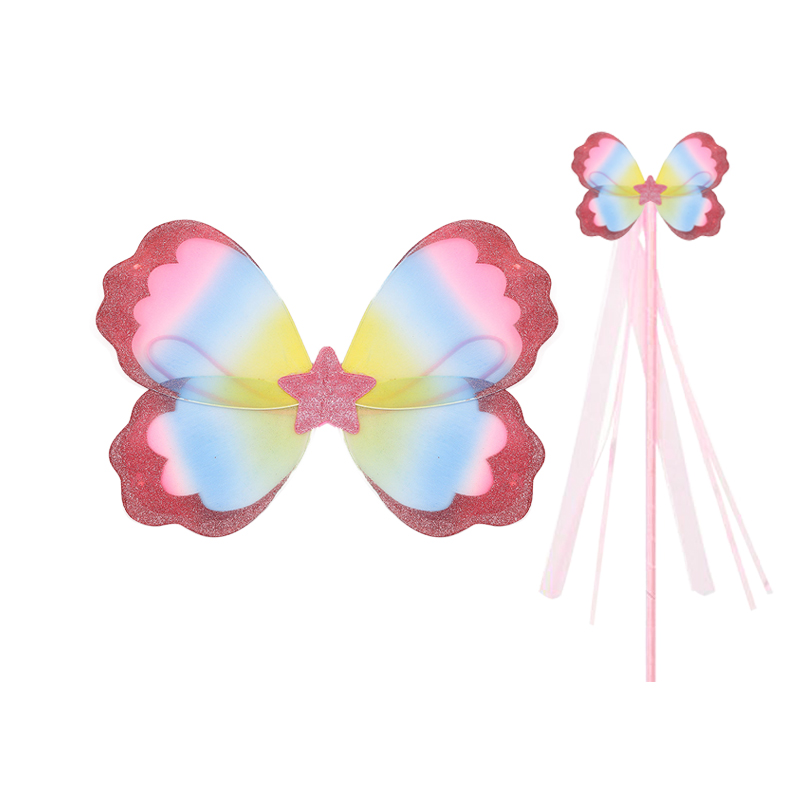 63012-Rainbow Butterfly Wing and Wand Set