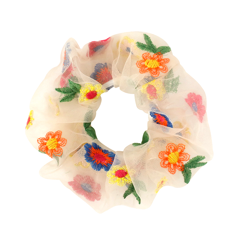 73008-Floral Embroidered Mesh Scrunchie