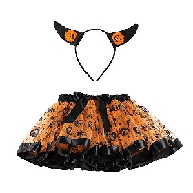 Pumpkin printed tutu skirt set