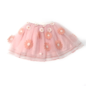 Flower trim peach tutu skirt