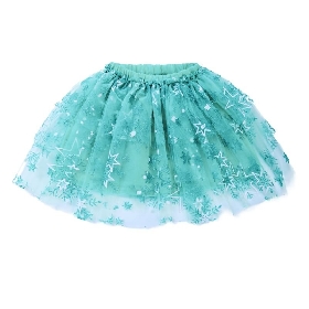 Glitter snowflake printed cyan tutu skirt