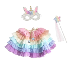 Rainbow tiered tutu cape set option1