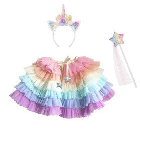 Rainbow tiered tutu cape set option2