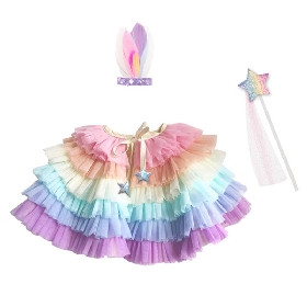 Rainbow tiered tutu cape set option3