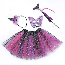 Kids Halloween purple tutu skirt set