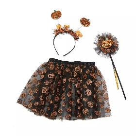 3Pcs pumpkin printed Halloween tutu set