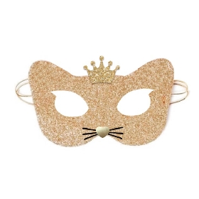 Gold glitter mask with crown trim