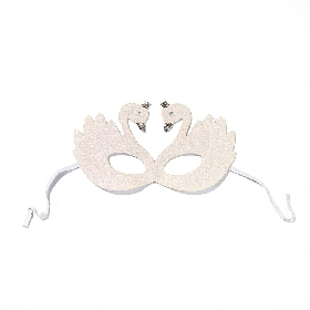 White flamingo pattern glitter mask