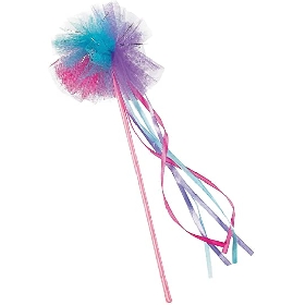 Rainbow tulle pompom magic wand