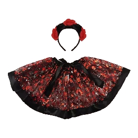 2Pcs Halloween flower trim hairband tutu set