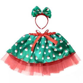 2Pcs dot printed tutu skirt set for Christmas