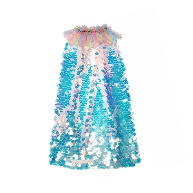 Blue dot sequin cape