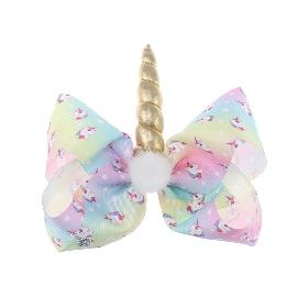 Unicorn rainbow bow clip