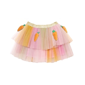 Carrot Embellished Tulle Skirt