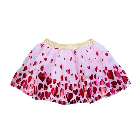 Pink & Red Heart Sparkle Tulle Skirt