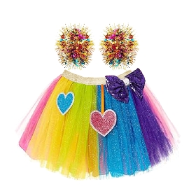 Rainbow Tulle Skirt with Sparkly Accessories Set