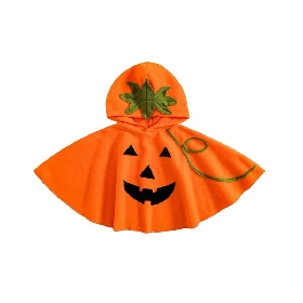 Kids Pumpkin - themed Halloween Cape with Hood