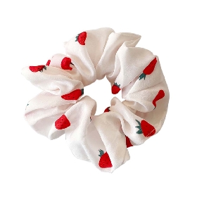 Strawberry-Printed Scrunchie