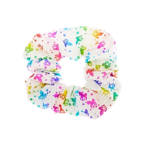 Rainbow Unicorn and Star-Printed Scrunchie